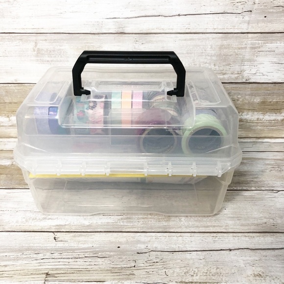 Arts Crafts Journal Supplies Storage Box Washi Tape-Markers-Colored Pencils EUC - Picture 4 of 16